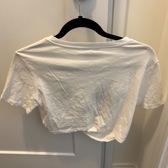 Zara White Crop Top with Palm Trees -Size Small - Picture 2 of 2